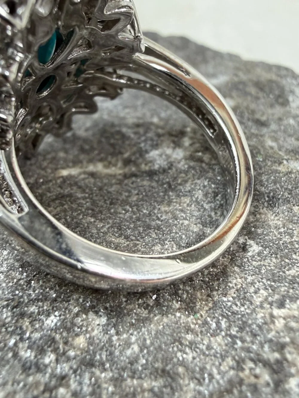 Sterling Silver Sleeping Beauty Turquoise and Black Spinel Ring Size 5.25